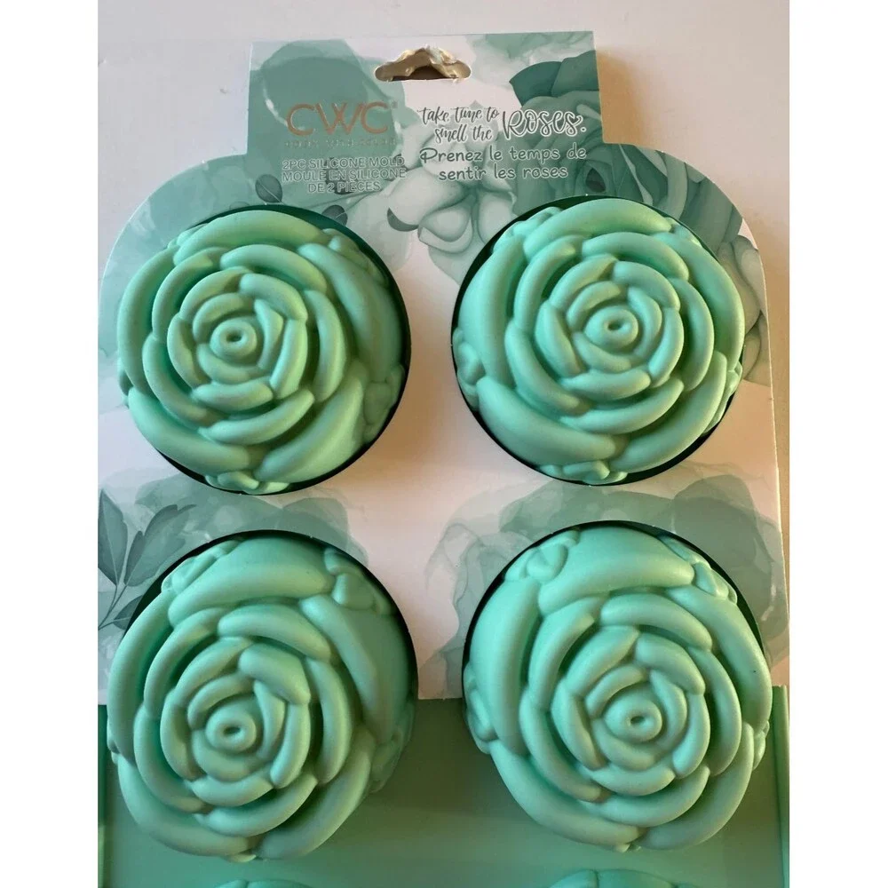 CWC Silicone Rose Flower Mold for Handmade Soap Jelly Chocolate Cakes Set of 2